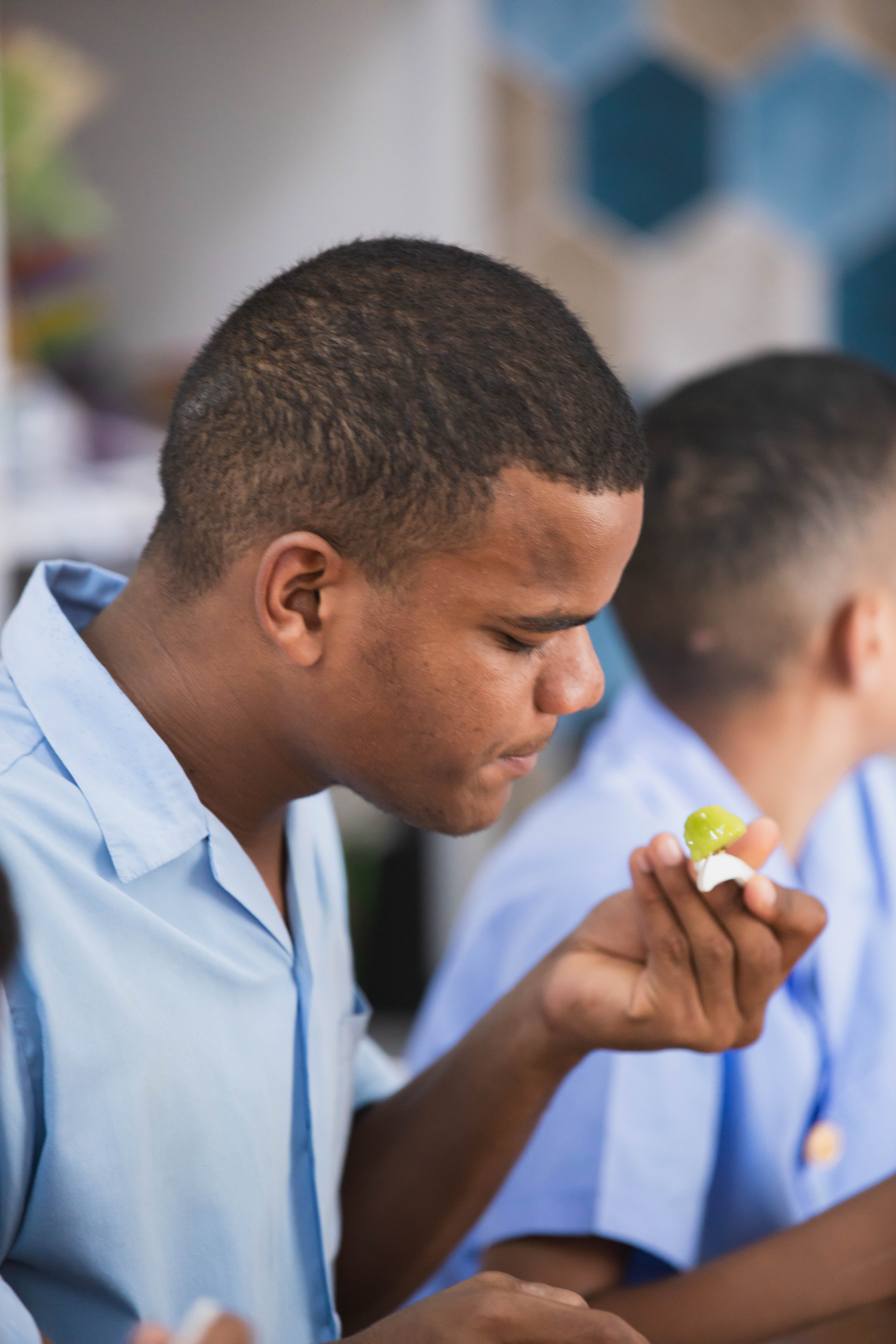 Young person enjoying a meal
